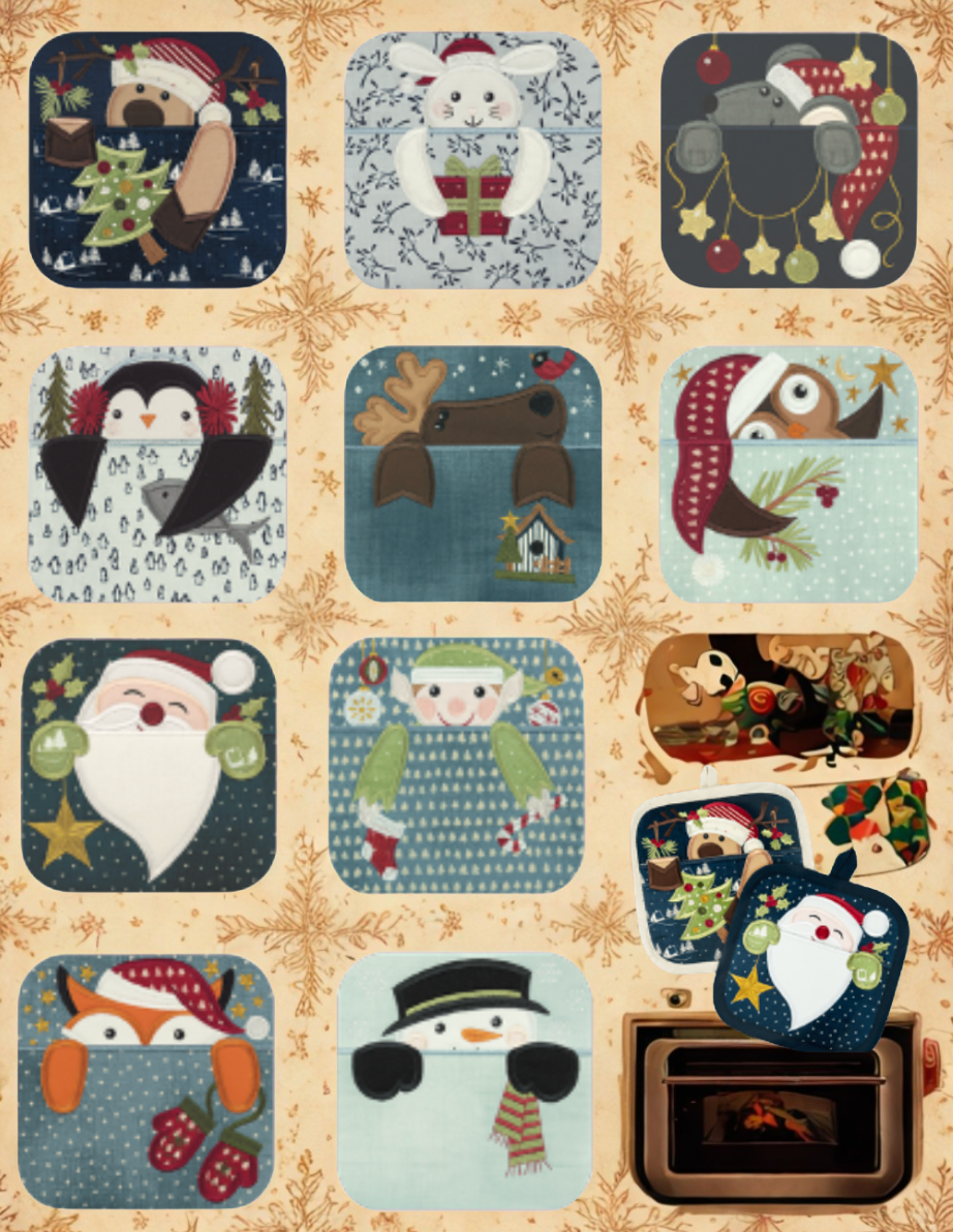 AG Holiday Peeking Potholders