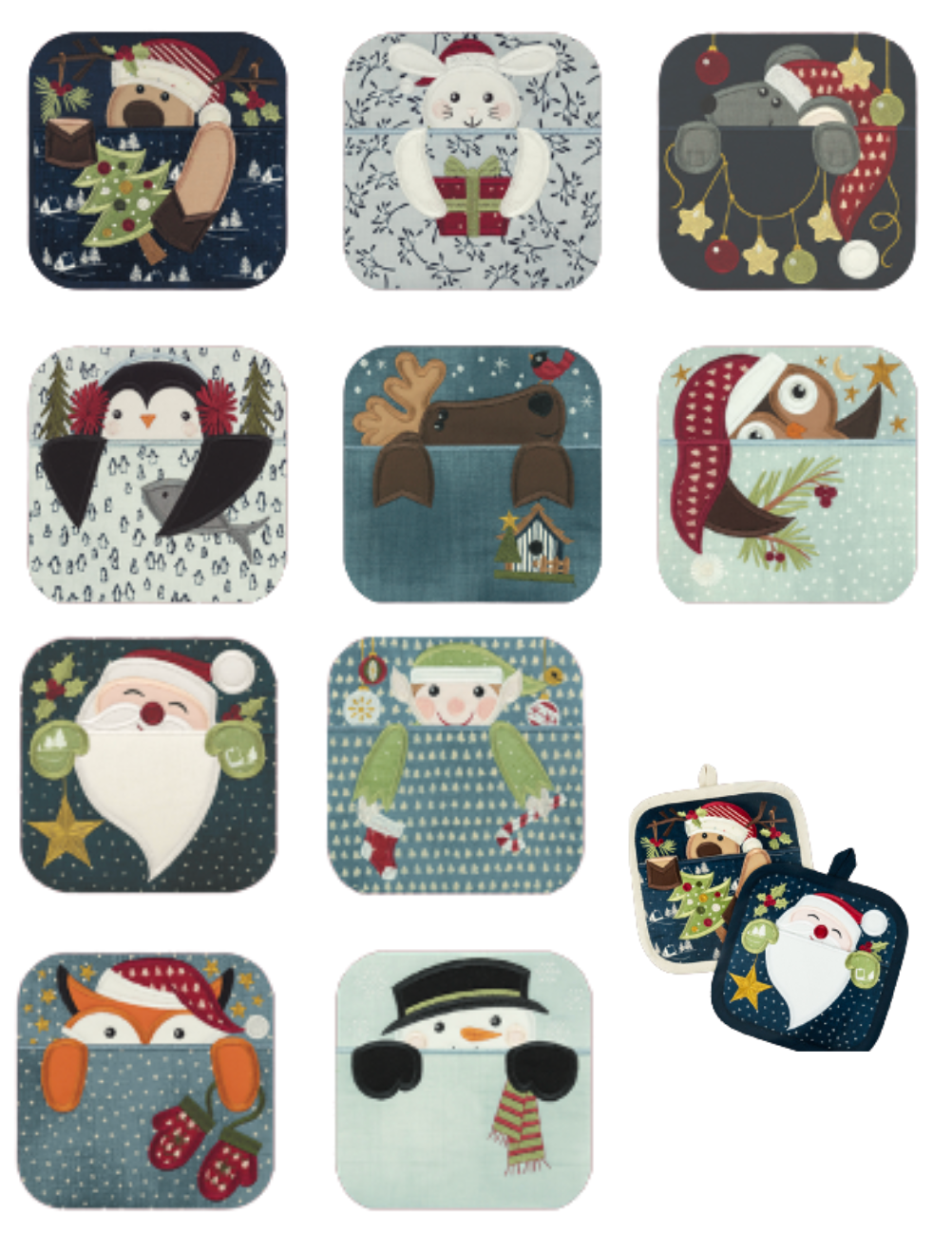 AG Holiday Peeking Potholders