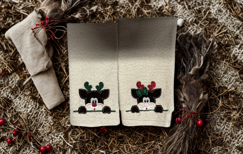 Matching Reindeer Tea Towels