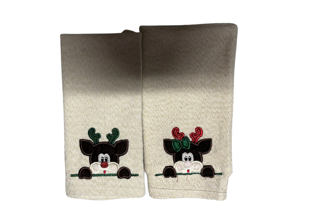 Matching Reindeer Tea Towels