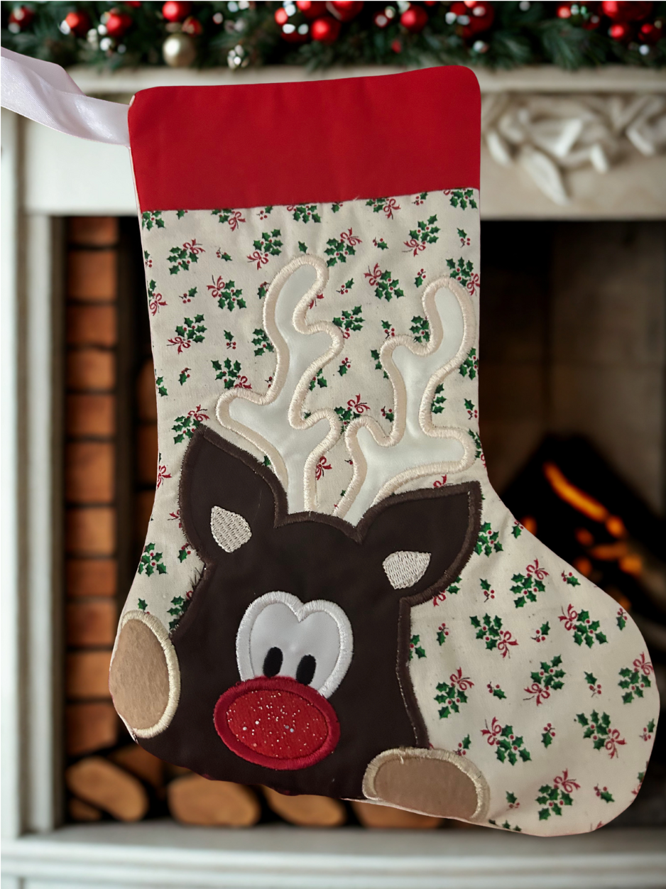 Peeking Reindeer Stocking