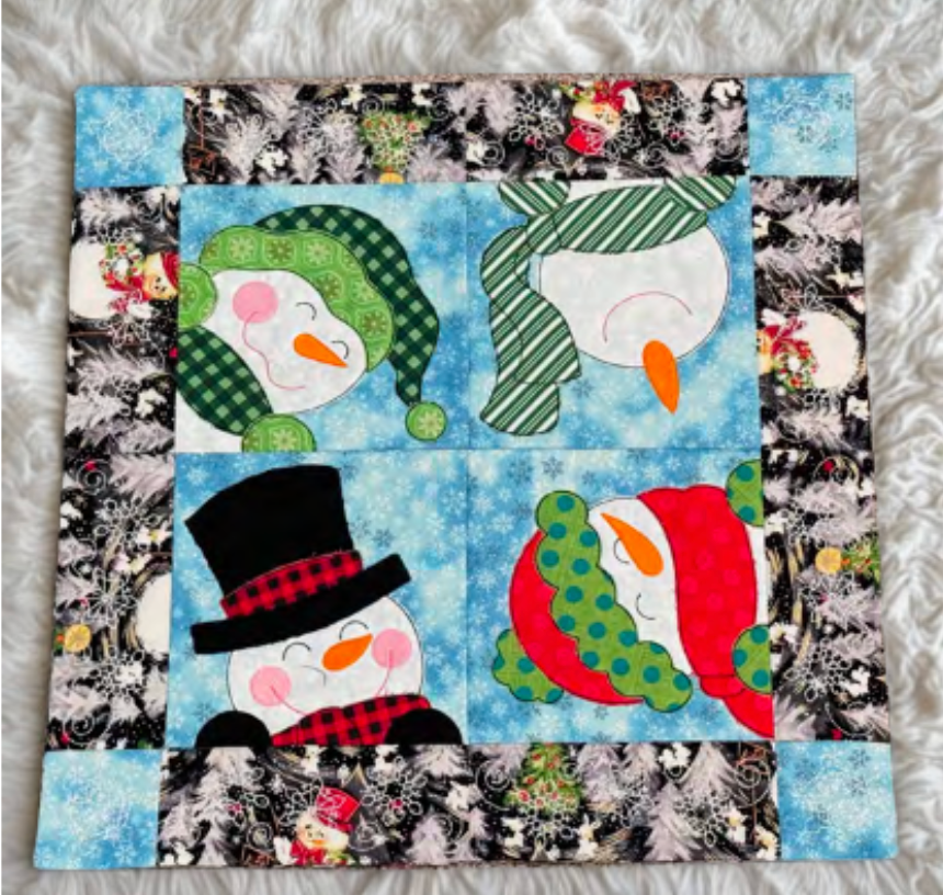 Snowman Patchy Pillow Cover